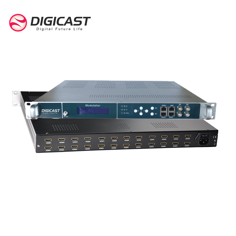 DMB-9581E  24 HDMI TO 16 DVB-T Encoder Modulator with RTMP/RTSP/HLS OUT